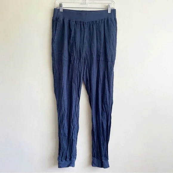 Faherty Brand Arlie Day Pants linen joggers blue lounge pull on elastic waist M - Picture 4 of 16